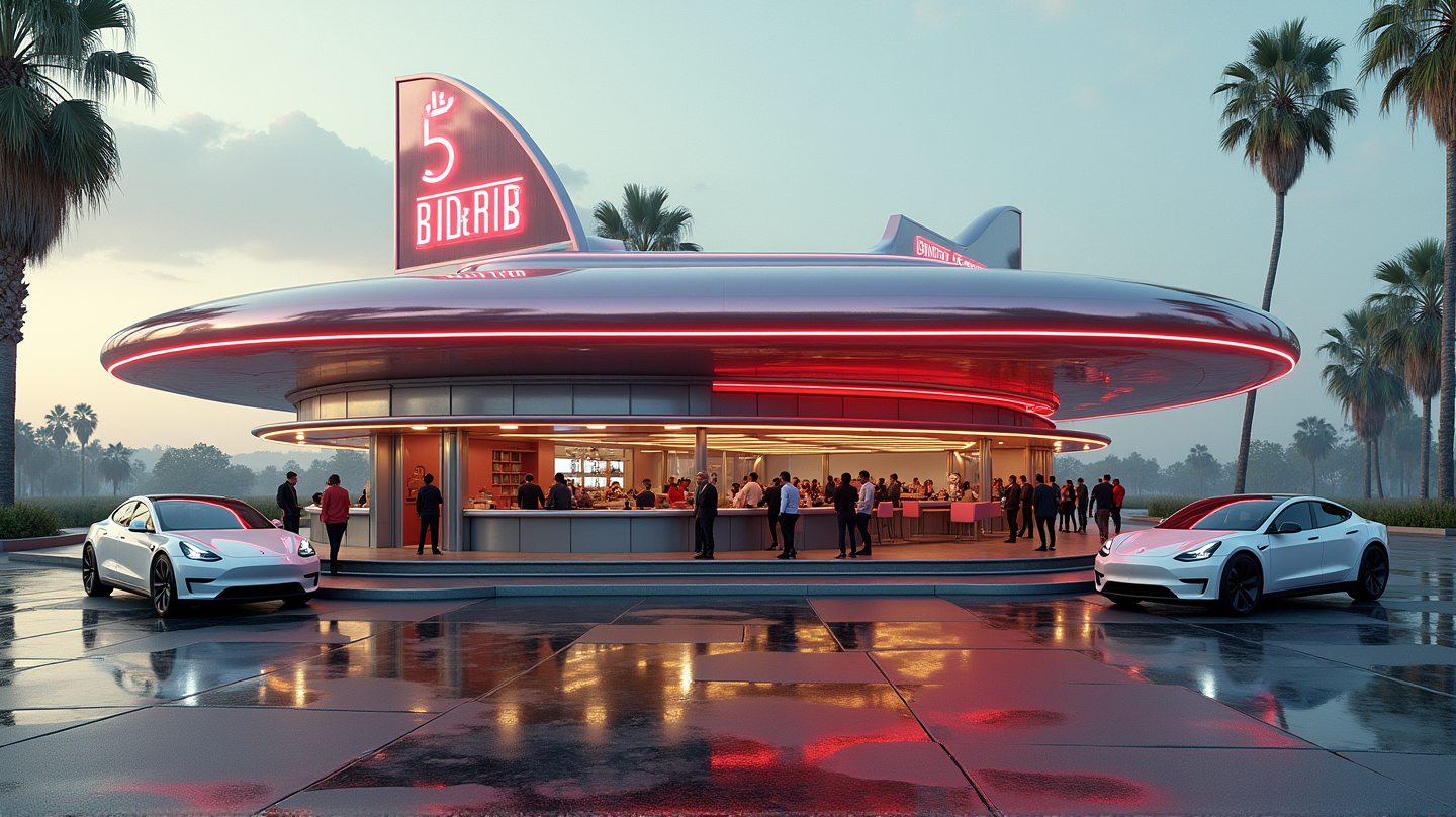 Tesla's Futuristische Diner in Californië: Een Blik op de Toekomst van Drive-Ins
