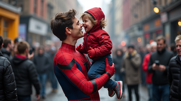 Tom Hollands Betoverende Stunt met Kleine Fan Stelen Harten op Spider-Man Set!